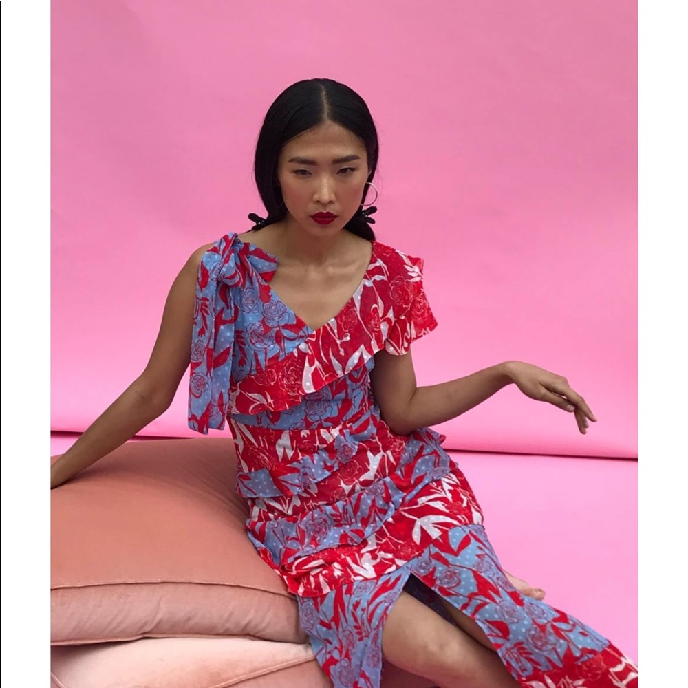 ASOS dress red and light blue - Picture 2 of 8